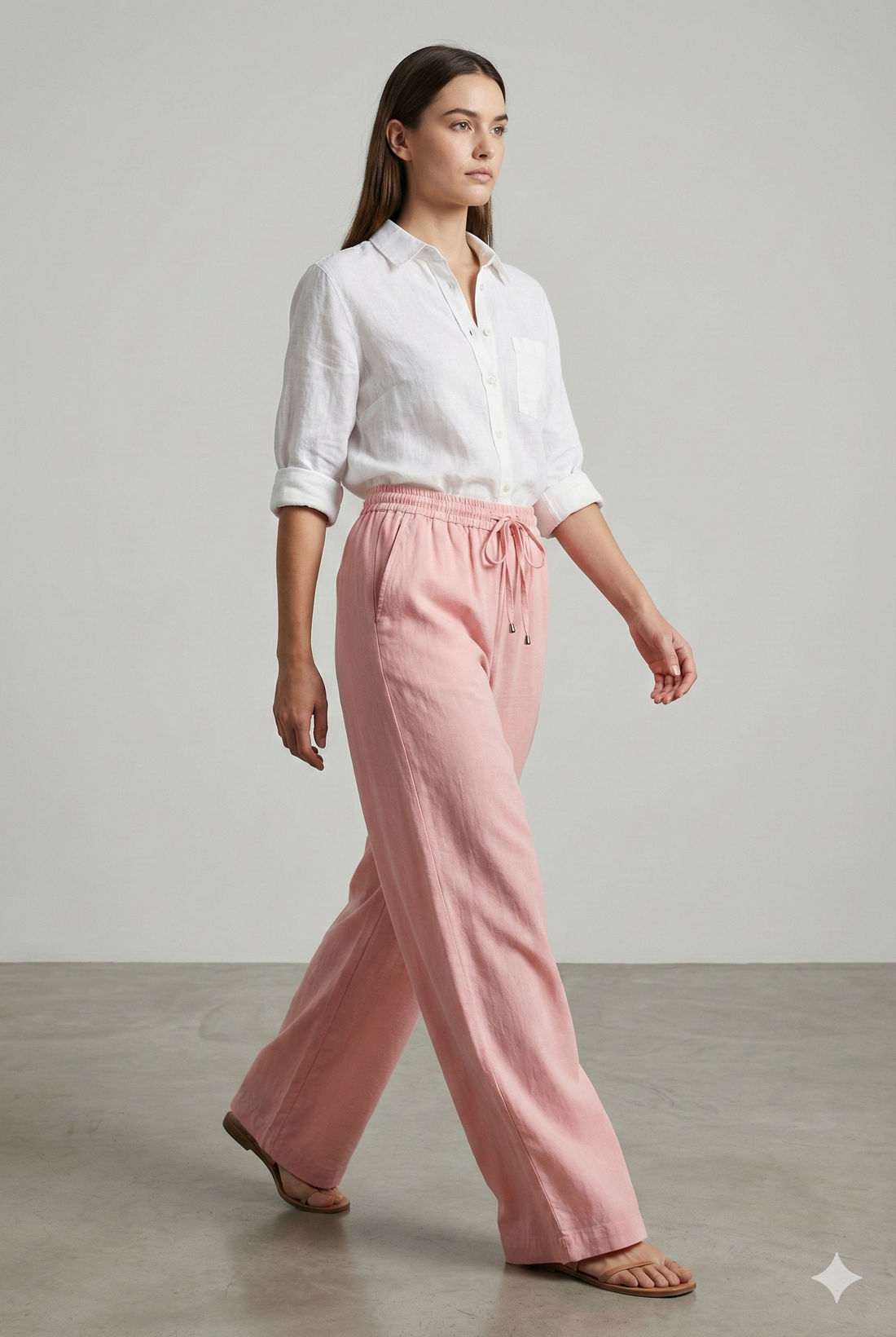 Peach Solid Cotton Palazzo - 26274