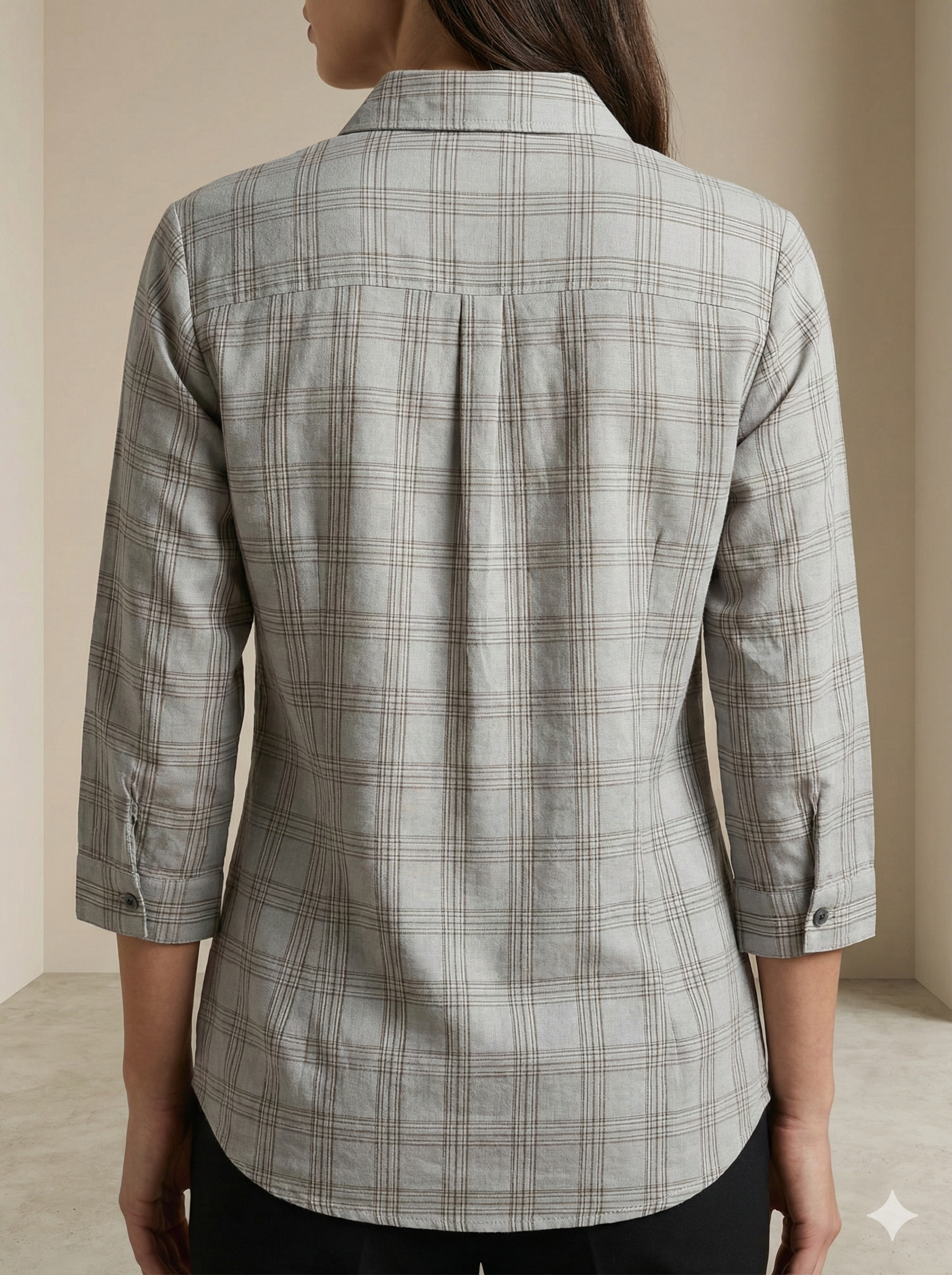 Women’s Classic Grey Checkered Casual Shirt - 25223