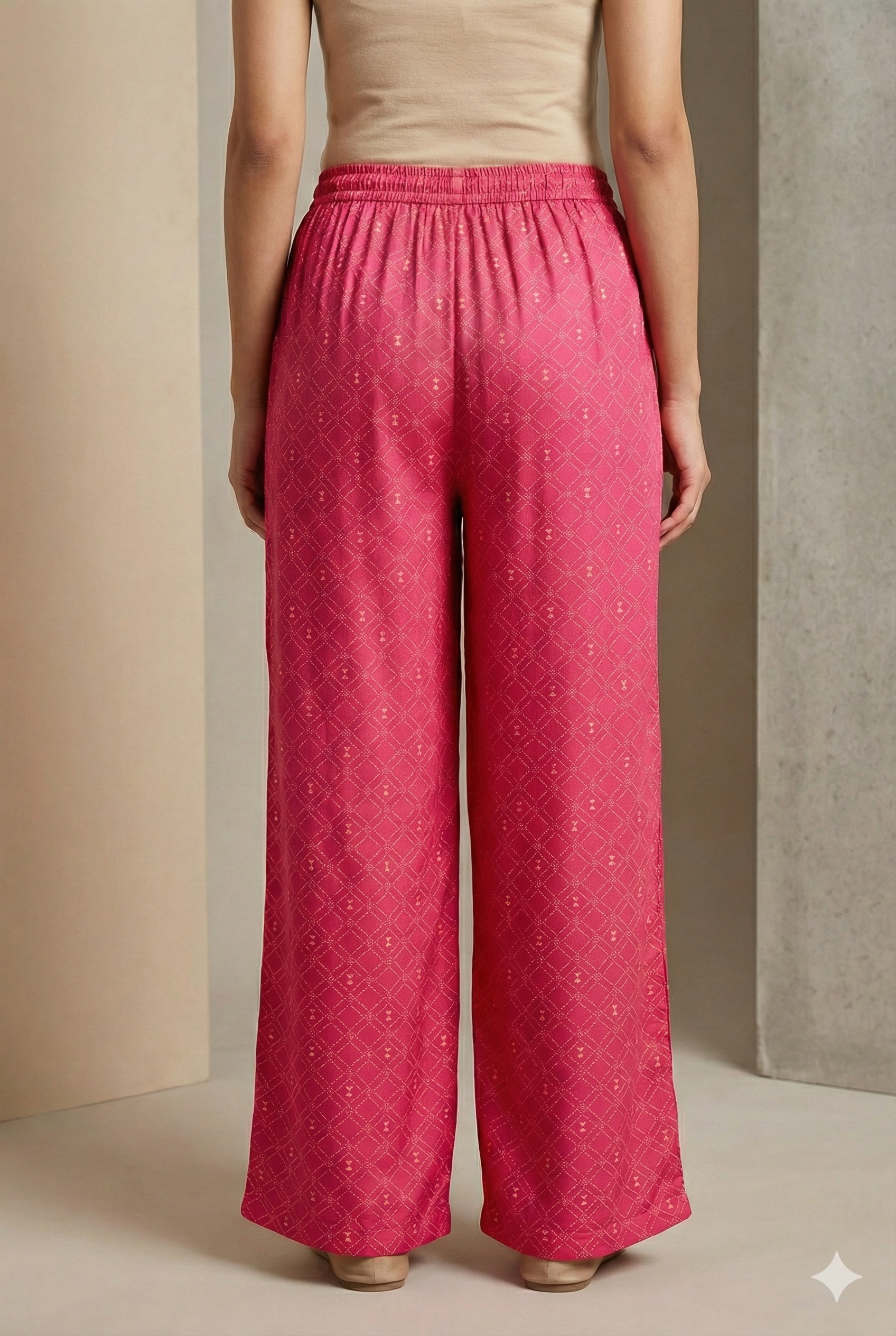 Rani Pink Ethnic Printed Cotton Rayon Palazzo - 26282