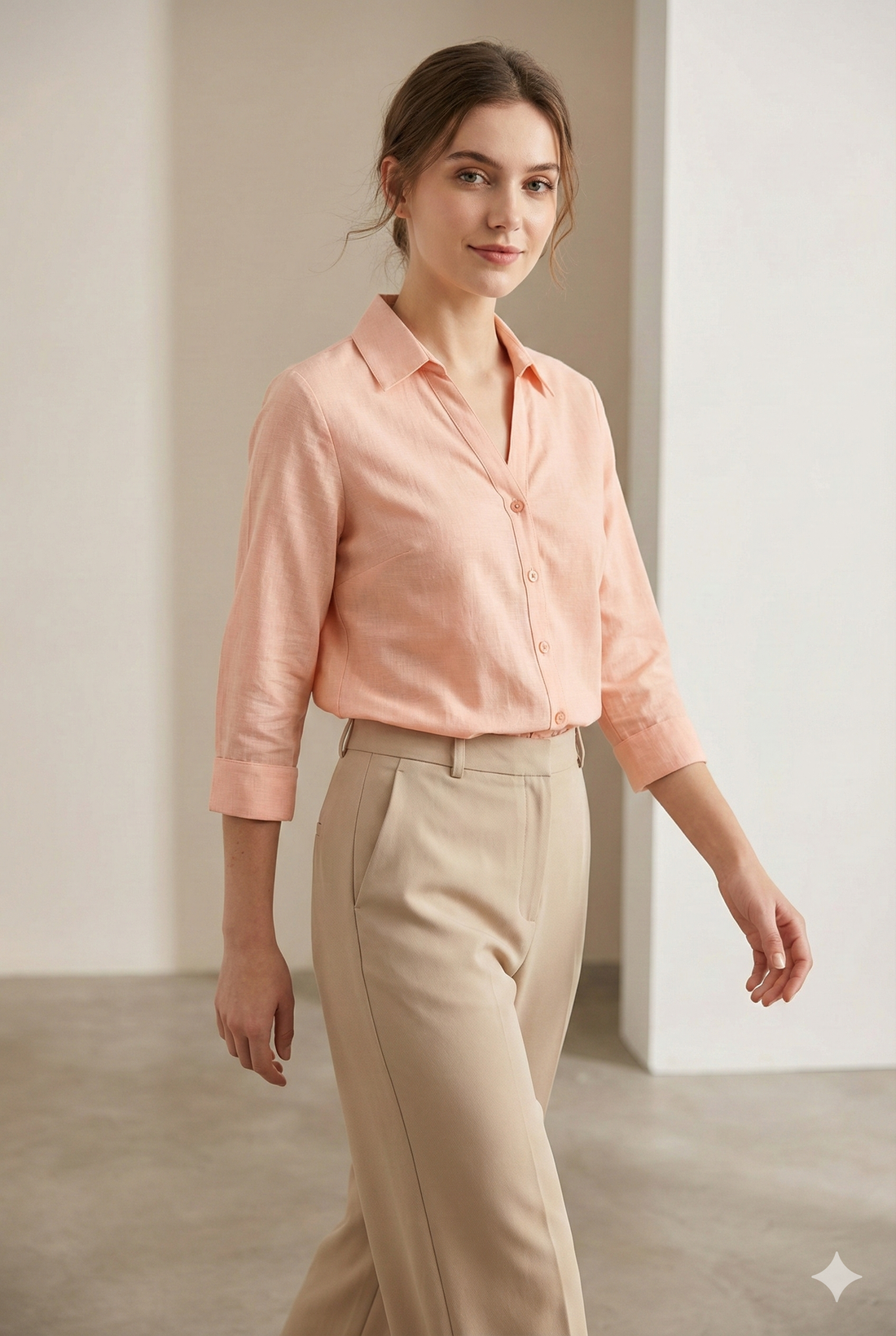 Soft Peach Women’s Formal Shirt - 25330