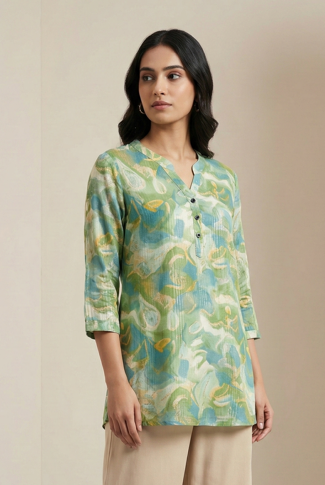 Women’s Green & Blue Abstract Printed kurti - 26182