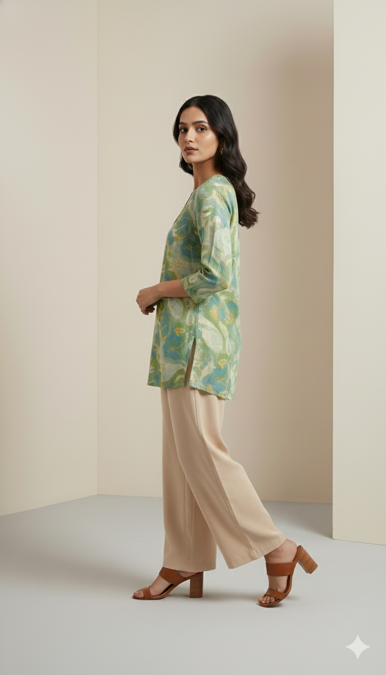 Women’s Green & Blue Abstract Printed kurti - 26182