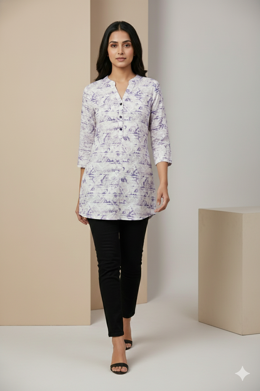 Women’s Printed kurti Soft Pastel Purple Pattern - 26208