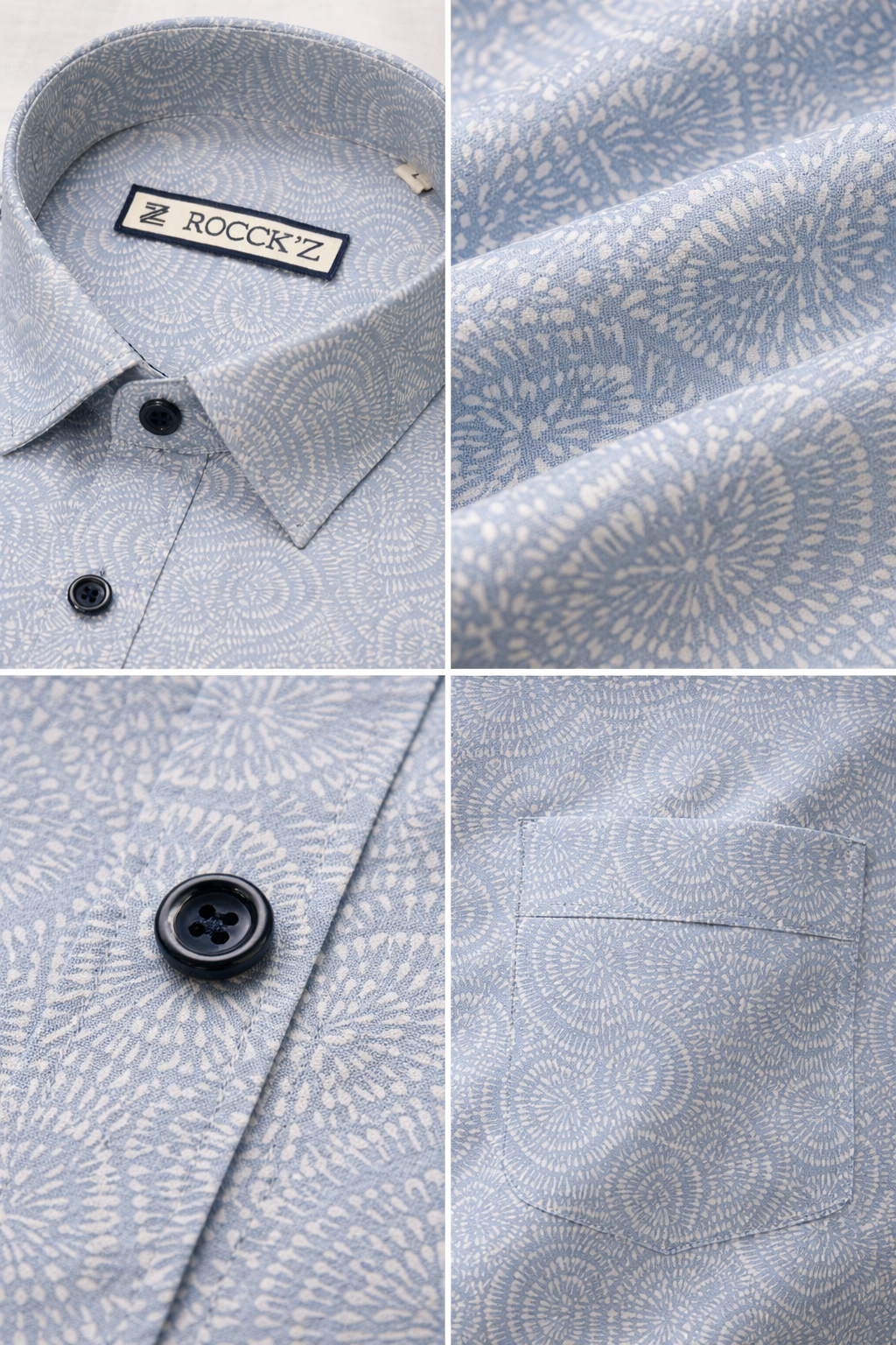 Men’s Premium Light Blue Printed Cotton Shirt – 26243