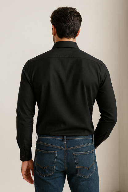Men’s Classic Black Formal Shirt – Premium Cotton Blend, Full Sleeves - 35