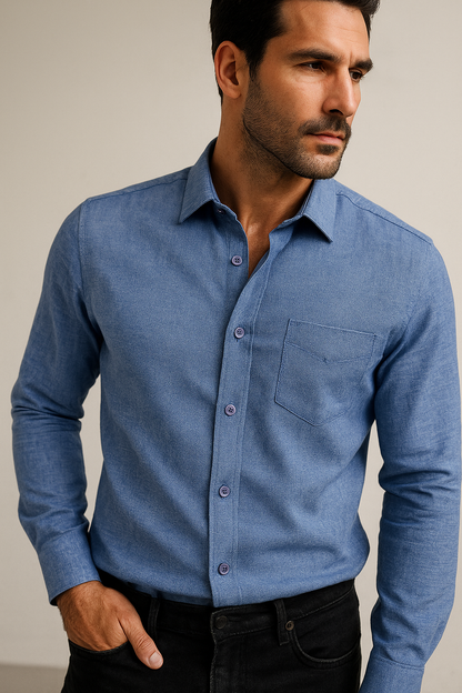 Men’s Premium Blue Cotton Shirt - 98