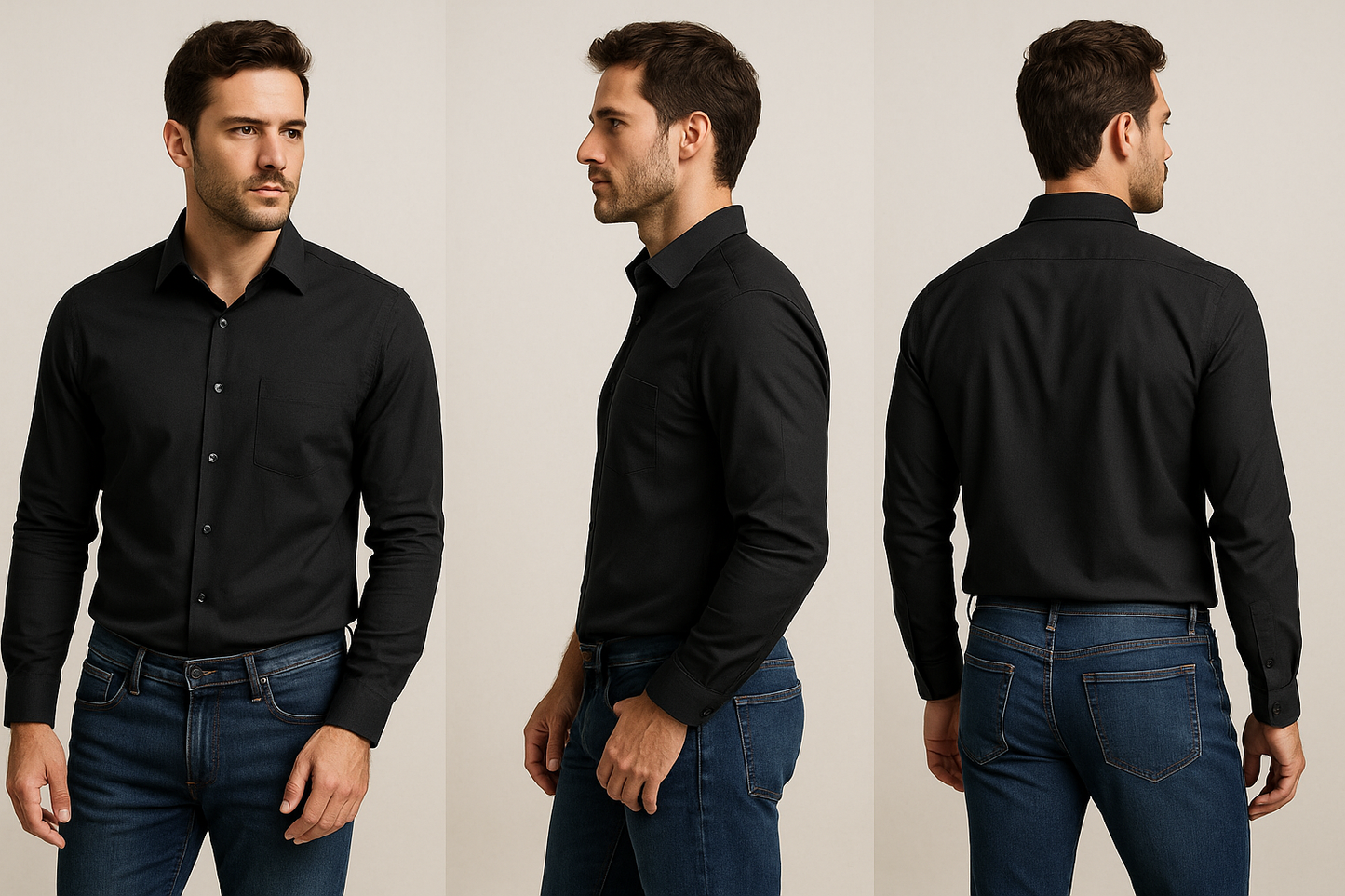 men’s classic black formal shirt – premium cotton blend, full sleeves - 35