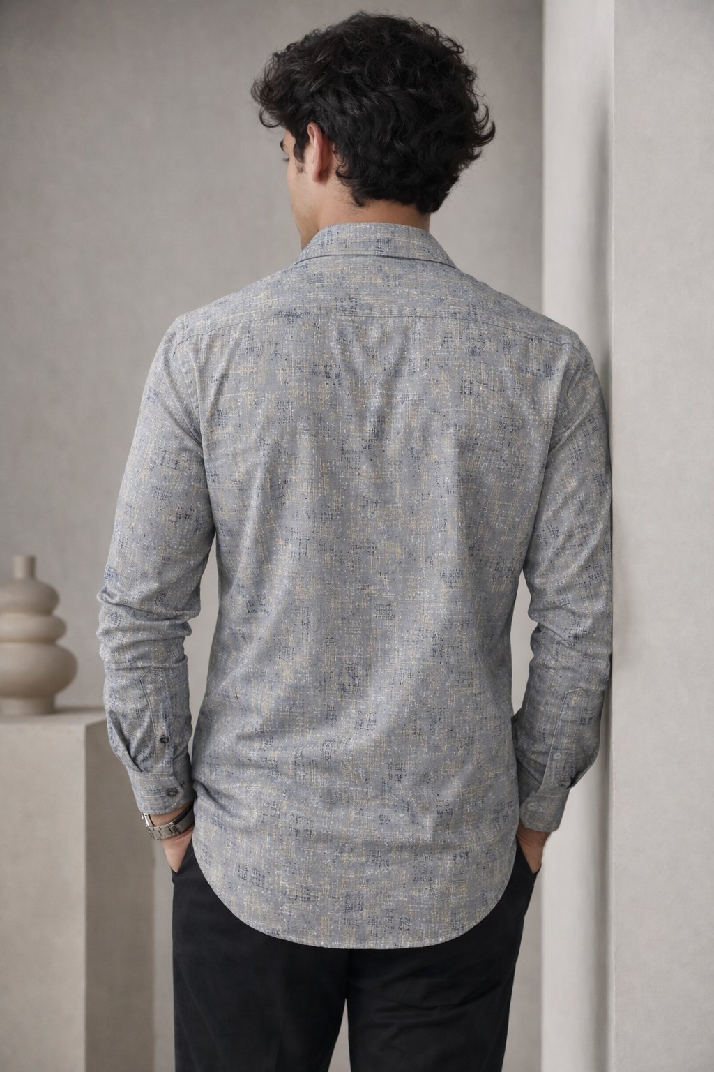 Men’s Premium Textured Printed Formal Shirt - 25597