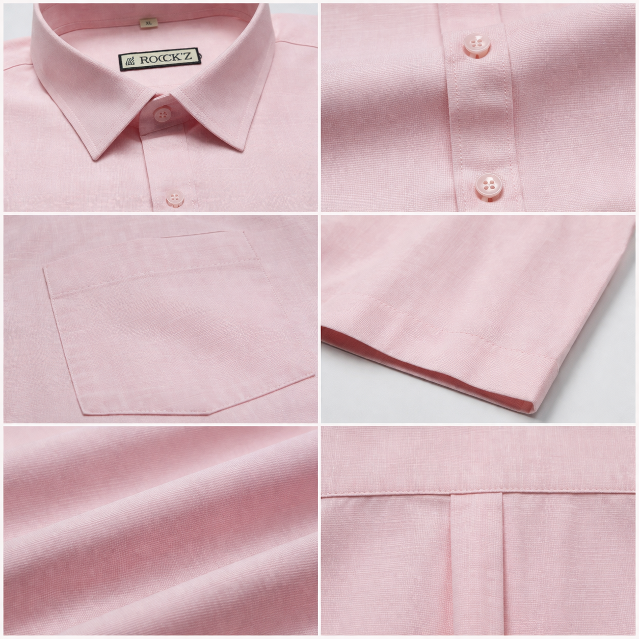 Men's Light Pink Semi-Formal Cotton Shirt - 21