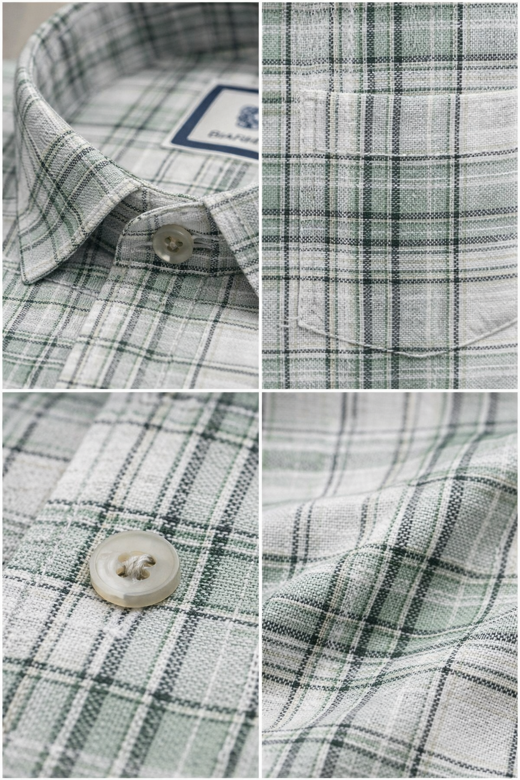 Sage Green & White Checkered Cotton Casual Shirt - 26225