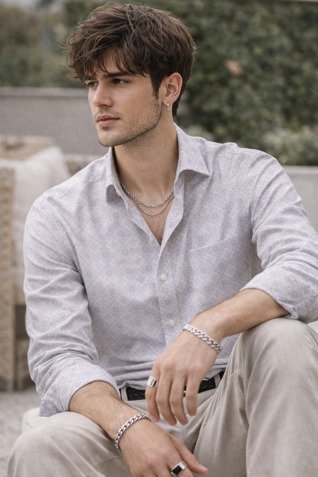 Men’s Printed Formal Shirt | Premium Cotton Blend | Full Sleeves