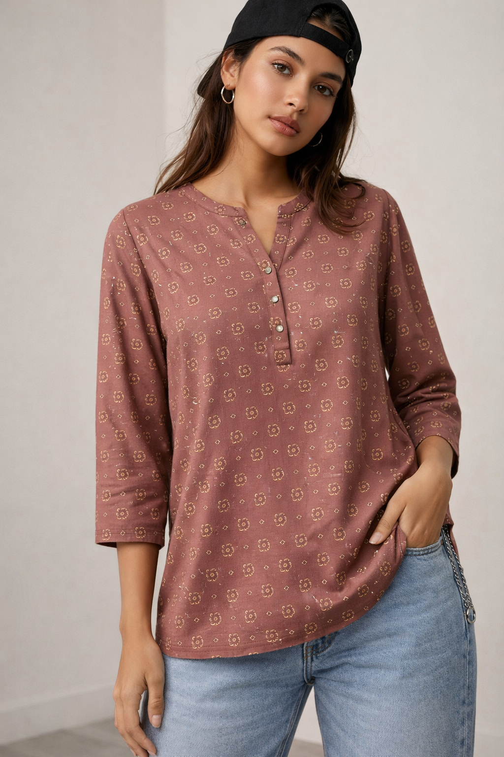 Women's Mauve Mauve Butti Print  Kurti - 26542