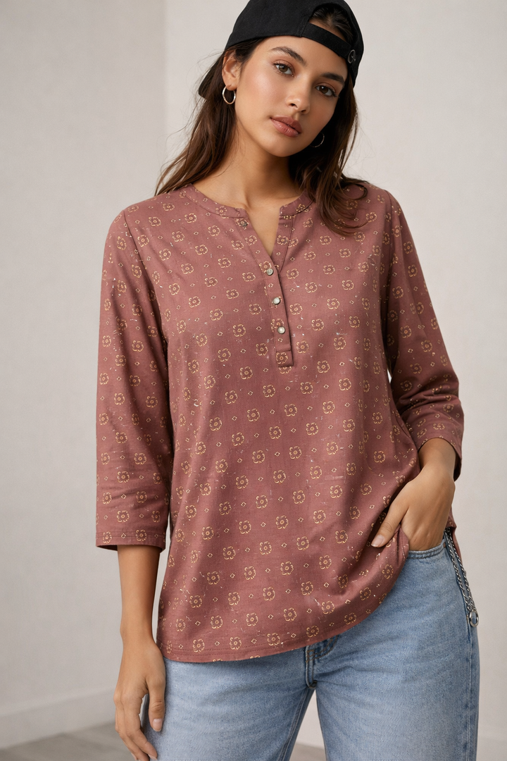 Women's Mauve Mauve Butti Print  Kurti - 26542
