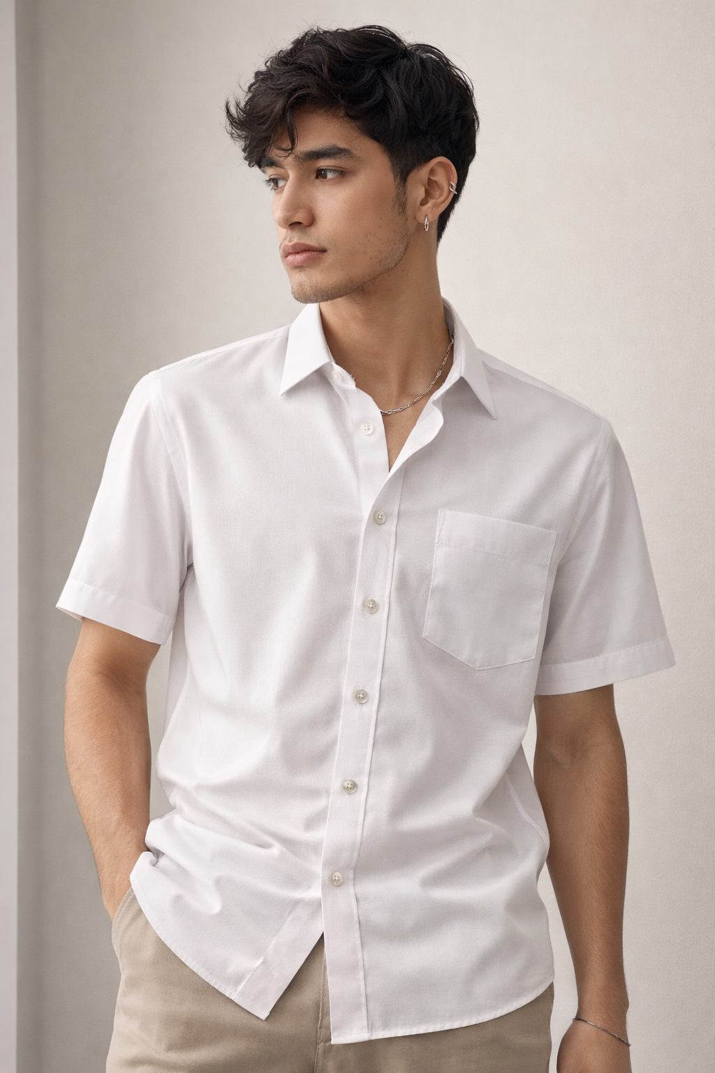 Men's Classic Off-White Formal Shirt - 13