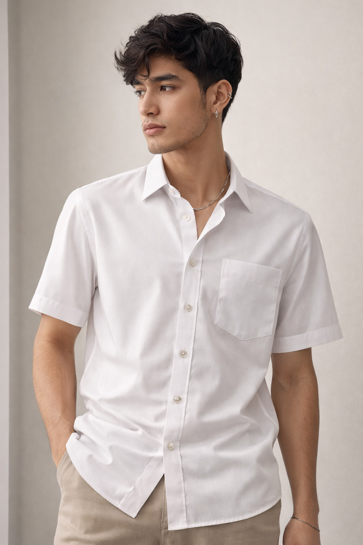 Men's Classic Off-White Formal Shirt - 13