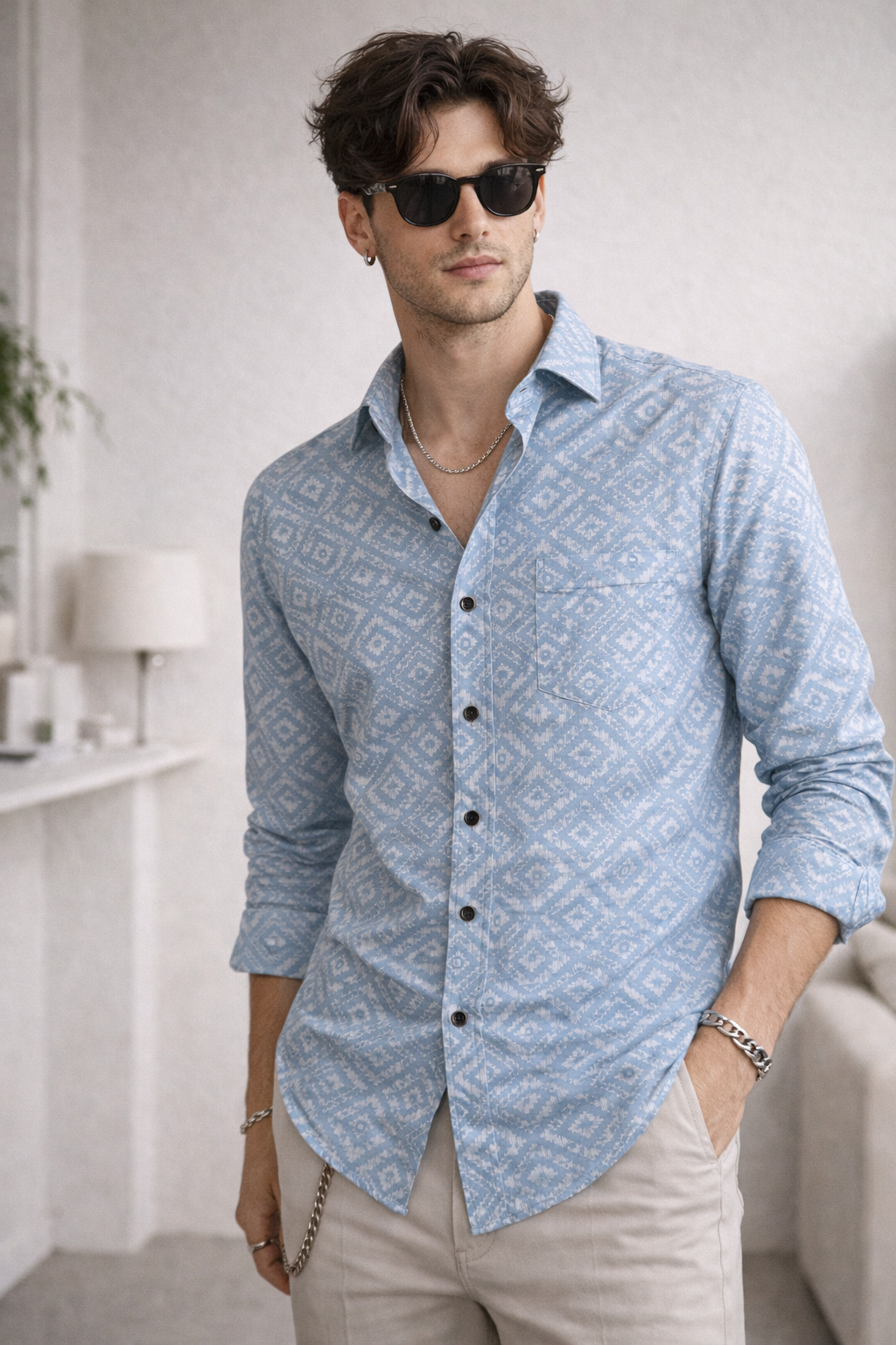 Men’s Premium Cotton Printed Shirt - 26241