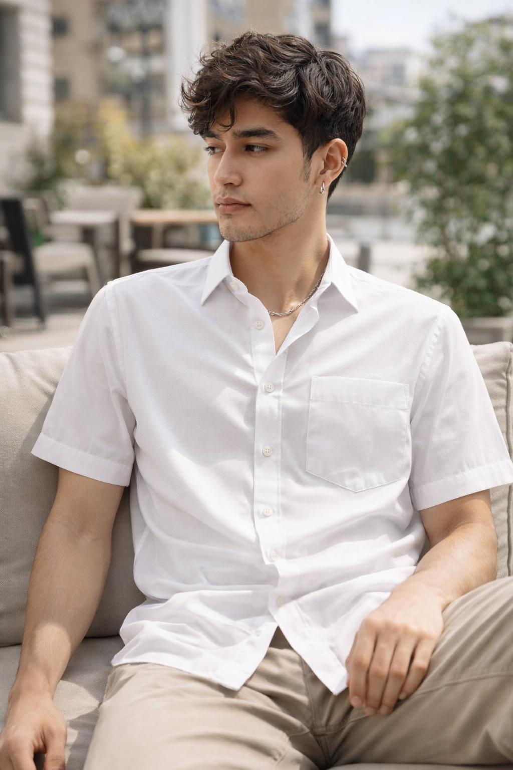 Men's Classic Off-White Formal Shirt - 13