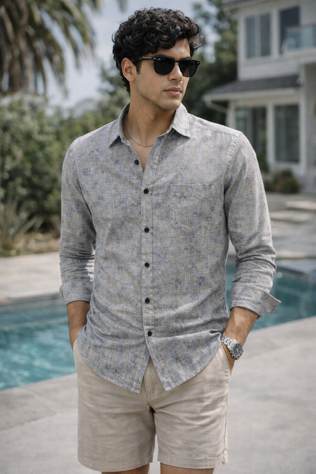 Men’s Premium Textured Printed Formal Shirt - 25597