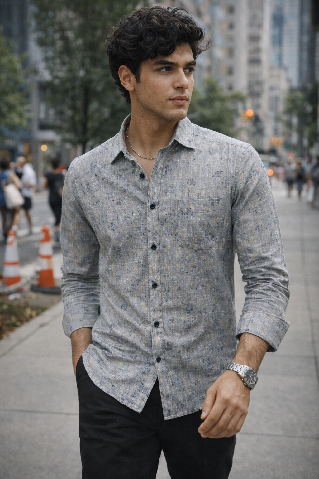 Men’s Premium Textured Printed Formal Shirt - 25597