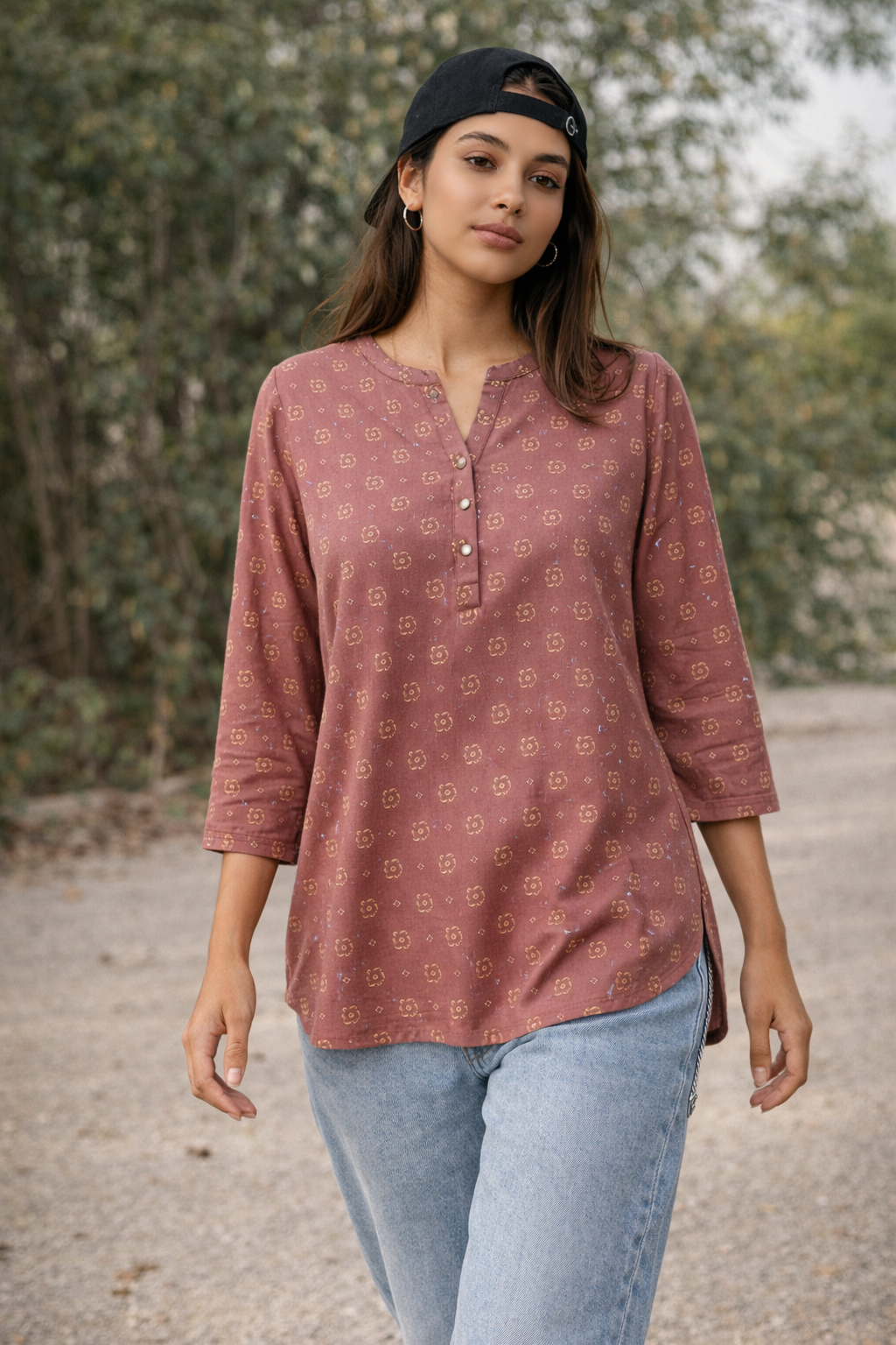Women's Mauve Mauve Butti Print  Kurti - 26542