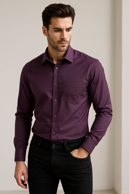 Premium Solid Violet Men’s Formal Shirt - 104