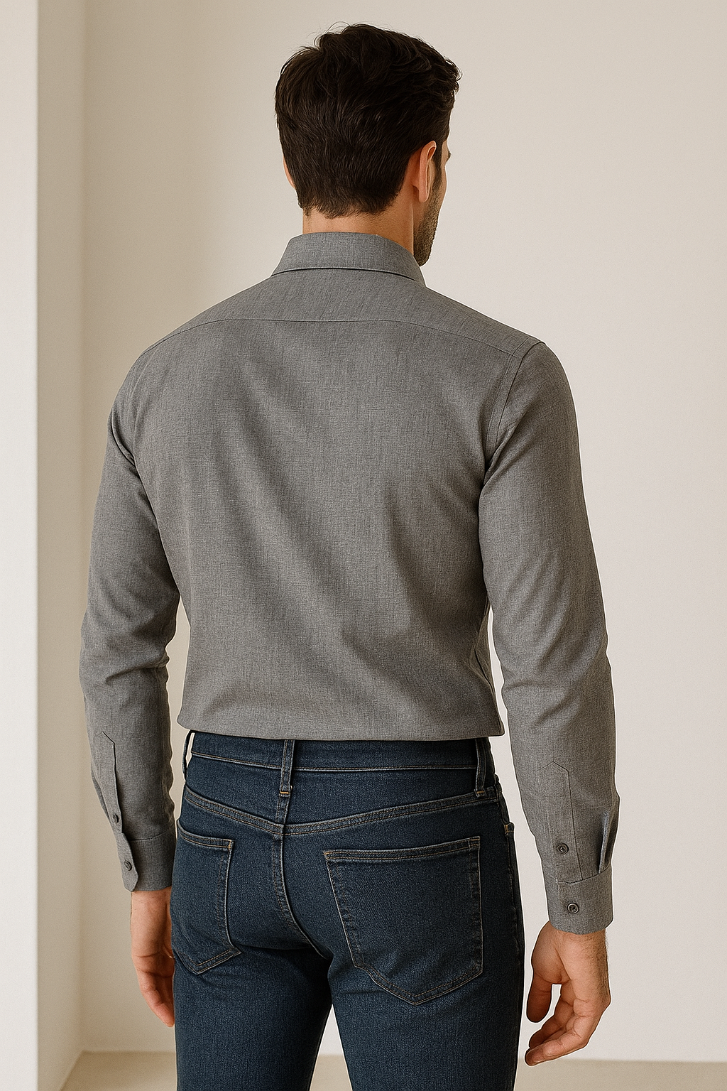 men’s premium grey plain phpl formal shirt – classic fit, full sleeves 12