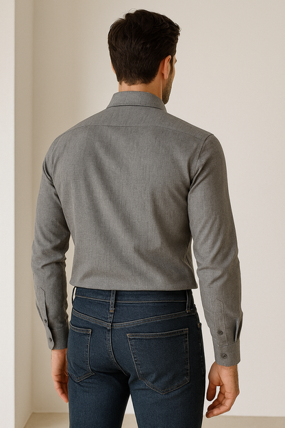 Men’s Premium Grey plain PHPL Formal Shirt – Classic Fit, Full Sleeves 12