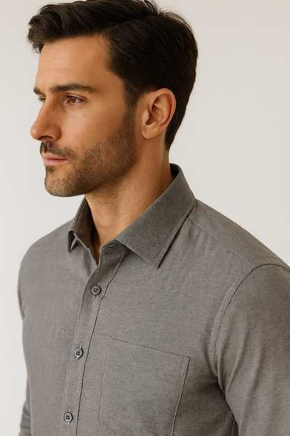 Men’s Premium Grey plain PHPL Formal Shirt – Classic Fit, Full Sleeves 12