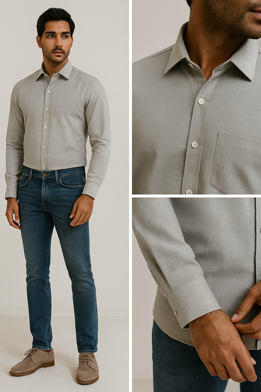 light grey plain phpl formal shirt for men - 03