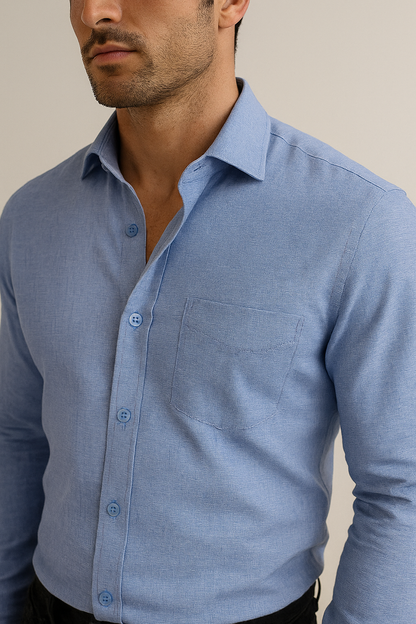 Men’s Classic Light Blue Textured Formal Shirt - 87
