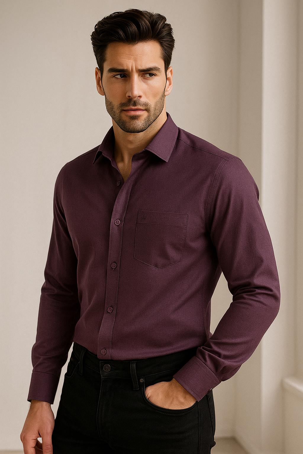 premium solid violet men’s formal shirt - 104