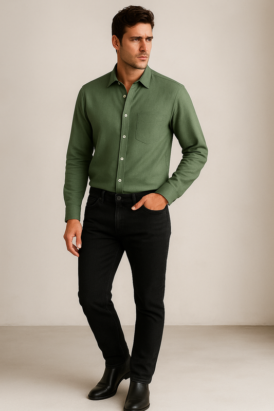 Men’s Premium Olive Green Formal Shirt - 142