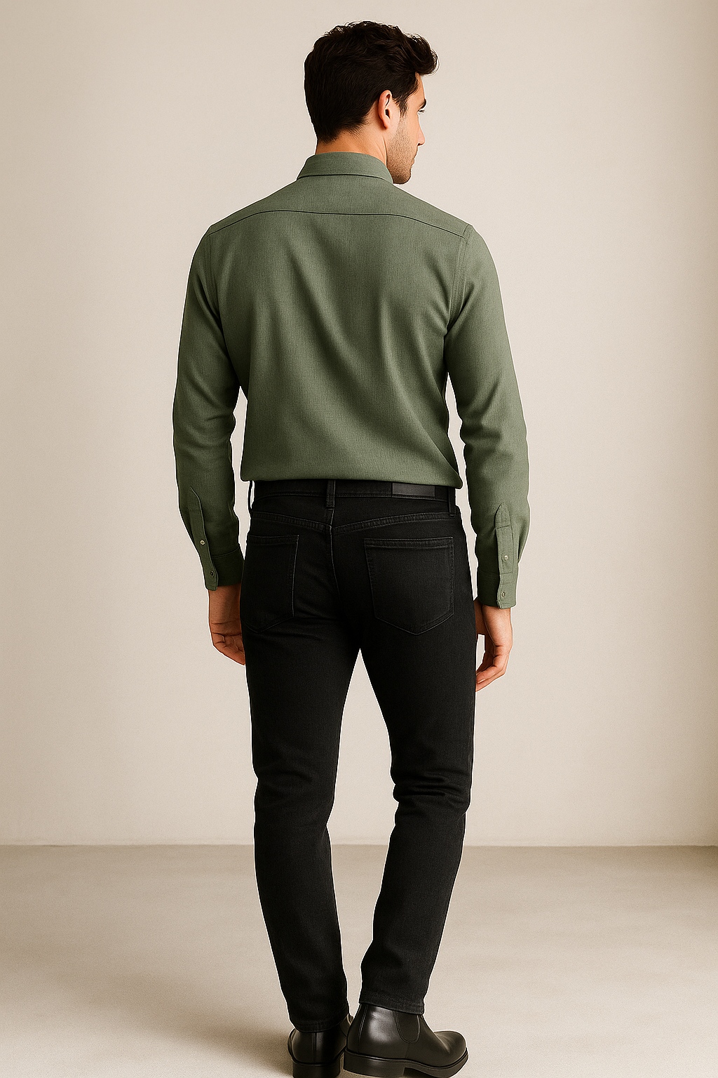 men’s premium olive green formal shirt - 142