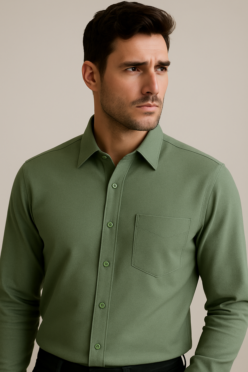 men’s premium olive green formal shirt - 142
