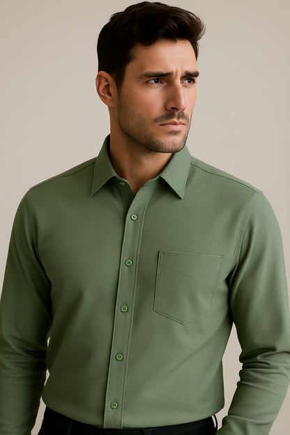Men’s Premium Olive Green Formal Shirt - 142