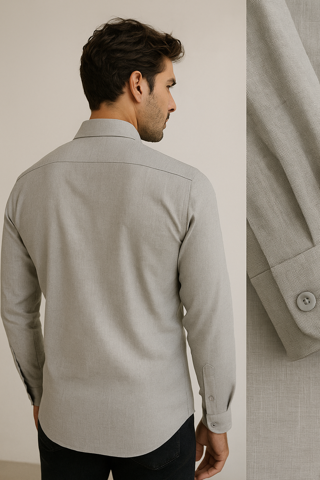 light grey plain phpl formal shirt for men - 03