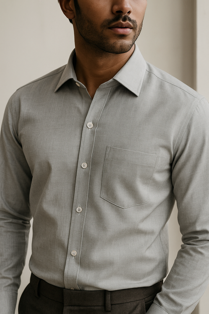 Light Grey plain PHPL Formal Shirt for Men - 03