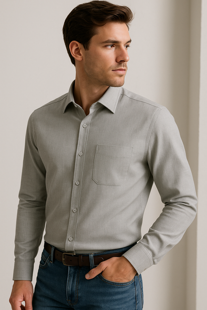 Light Grey plain PHPL Formal Shirt for Men - 03