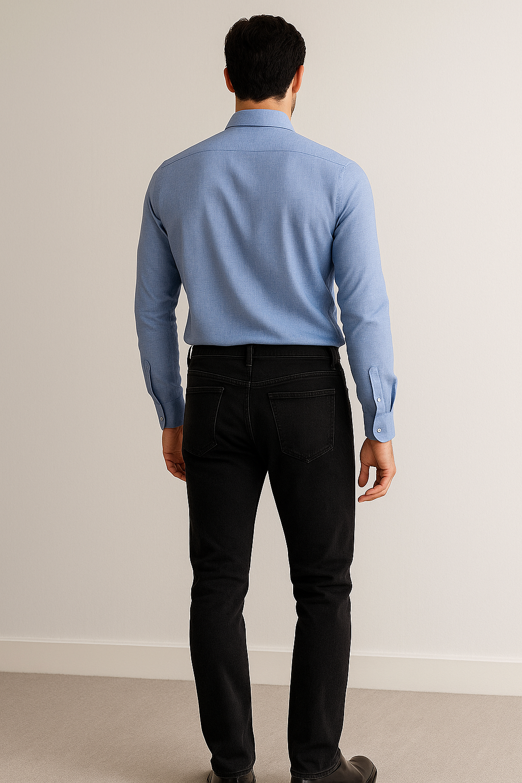 men’s classic light blue textured formal shirt - 87